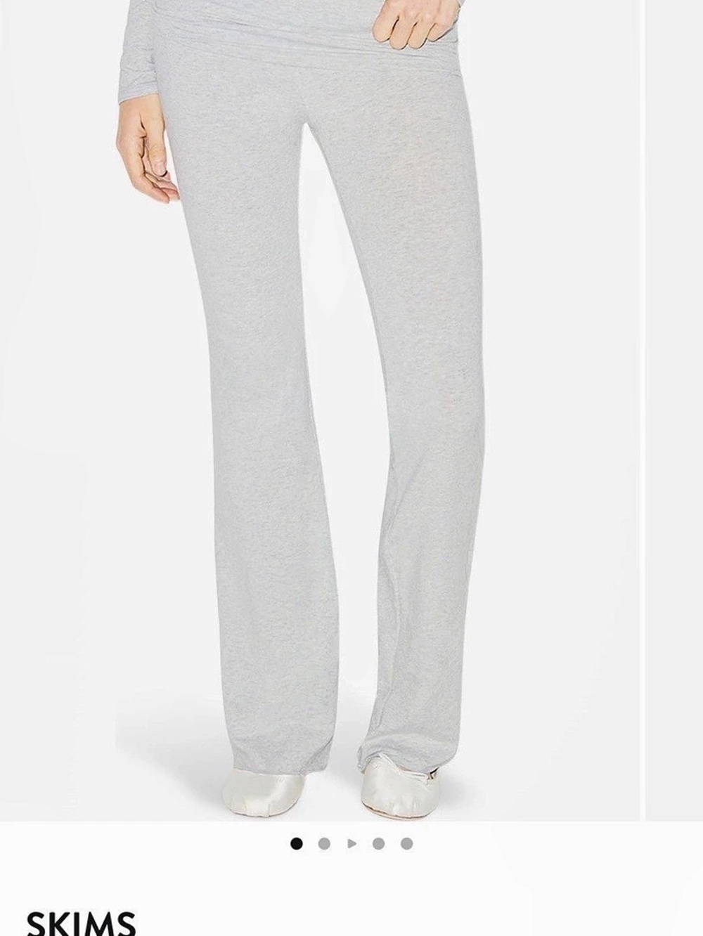 SKIMS Cotton Jersey Foldover Pants | Light Heather Grey | Size M
